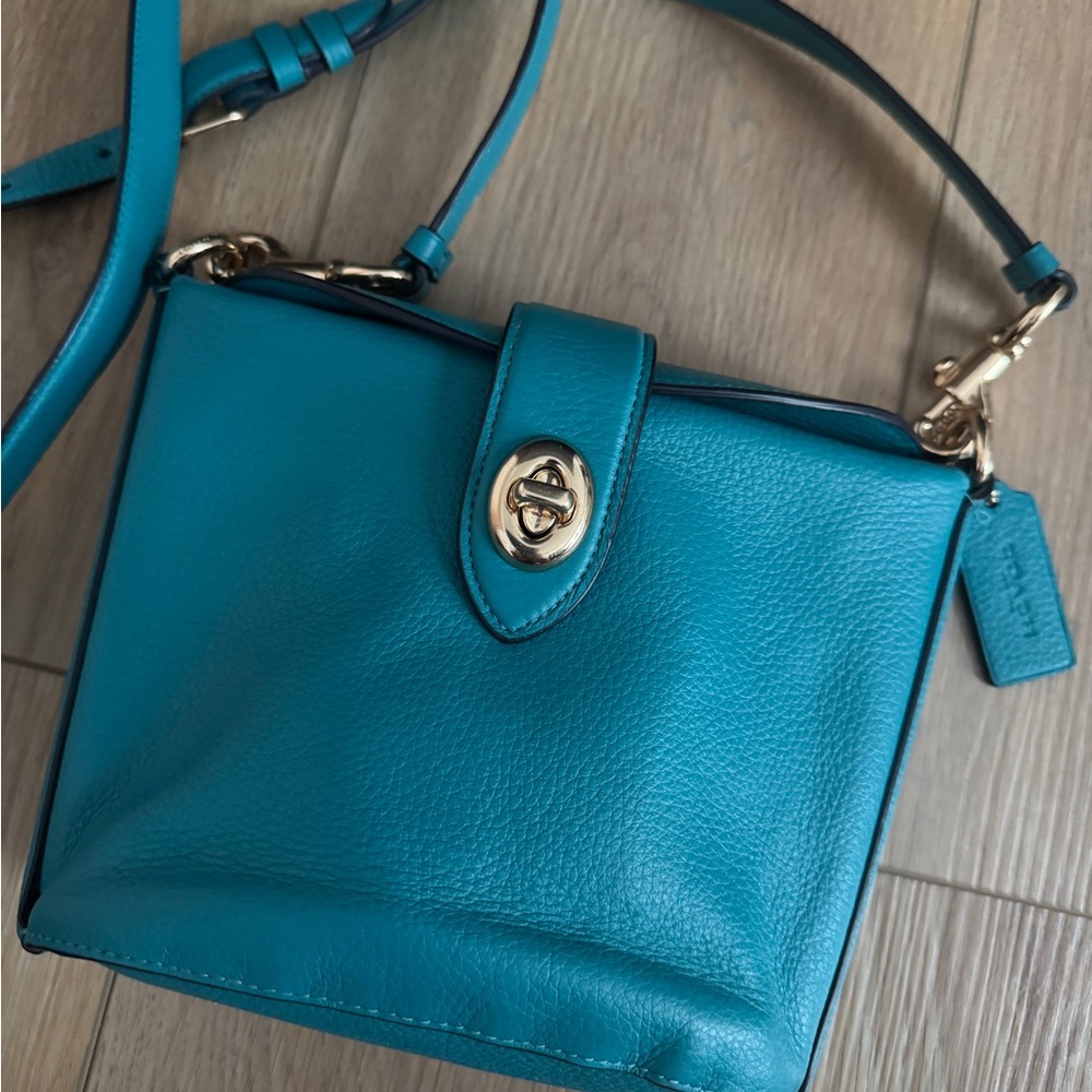 Coach Addie Crossbody blue teal pebble leather